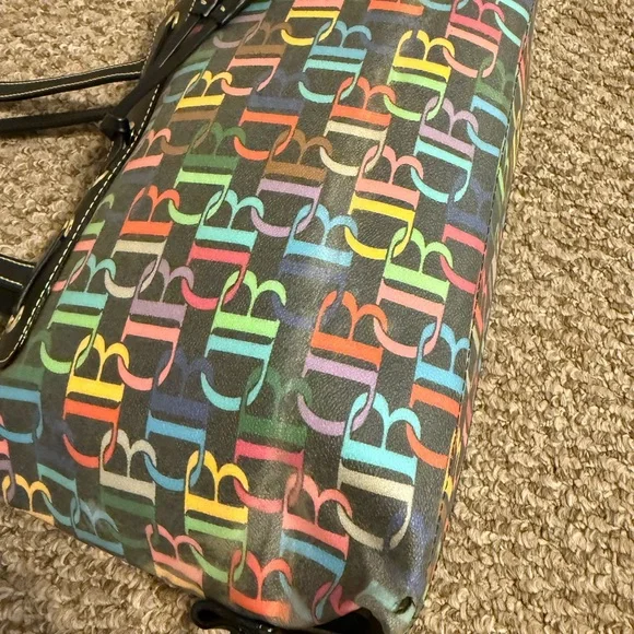 Y2K Girly Rainbow All Over Print Dooney and Bourke Shoulder Bag Genuine Leather - Picture 6 of 16